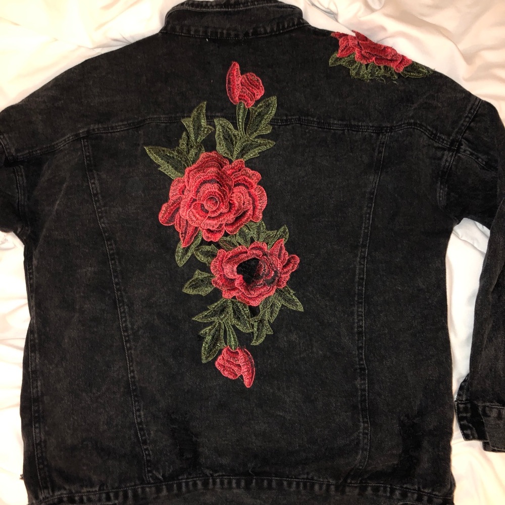 Distressed Black denim jacket